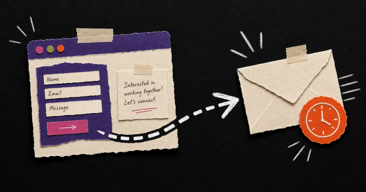 A paper contact form with an enquiry in it, and a reply going straight back out.