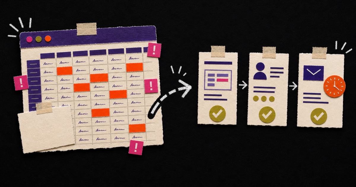 A paper spreadsheet turning into a simple automated workflow.