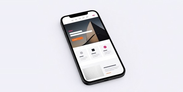 Smartphone showing a live website on a clean white desk