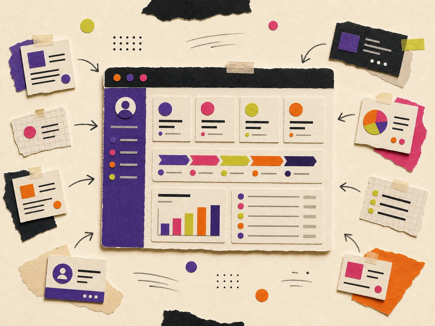 Paper-craft operations dashboard pulling scattered business information into one view